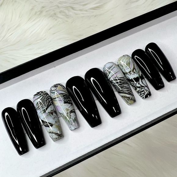 Handmade Other - Vanilla Abstract Custom Press On Nails | High Quality Nails | Handmade